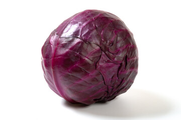 side view purple cabbage on a white background