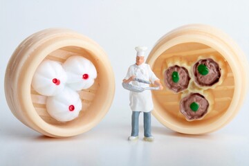 miniature figurine of a chef cooking some food