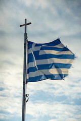 Greek flag in the wind