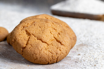 several round light cookies after cooking
