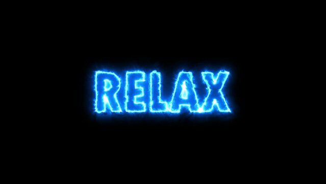 Stress animation for relaxation. Text stress and relax animated. Text in fire and ice with black background. Feeling stressed and tired, impatient and anxious. From worried to relaxed, at peace, happy