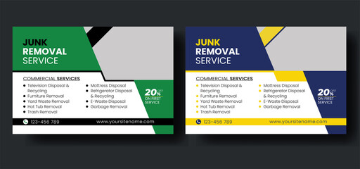 Junk Removal eddm Postcard design, Junk Removal ads, trash removal banner design template