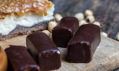 sweet cottage cheese in chocolate glaze