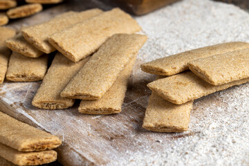 wheat long cookies stuffed with mashed different fruits