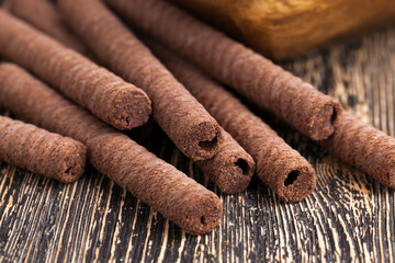 chocolate tubes with chocolate filling