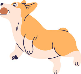 Cute Funny Corgi Playing Cartoon Illustration