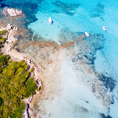 South Corsica, turquoise sea and green landscape from above. France