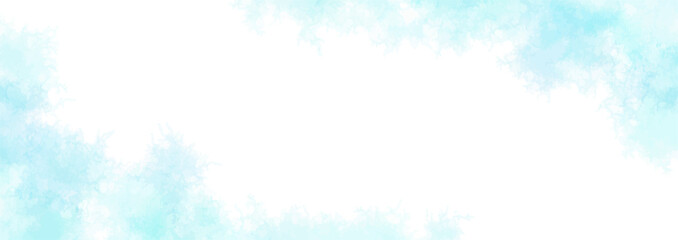 水彩テクスチャの背景素材　ブルー　夏イメージ　横長