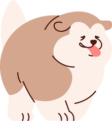 Happy Funny Alaskan Malamute Dog Cartoon Illustration