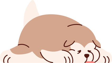 Cute Funny Alaskan Malamute Dog Sleeping Cartoon Illustration