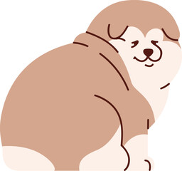 Cute Alaskan Malamute Dog Sitting Cartoon Illustration