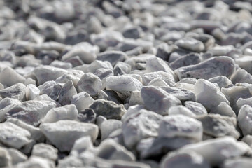 White stone rubble in nature as background