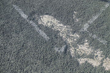 Damaged rubber sports flooring. Rejection when laying the coating.