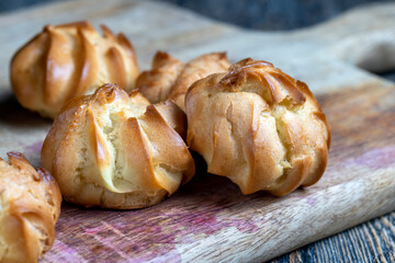 wheat pastry made of custard dough is baked with small cookies