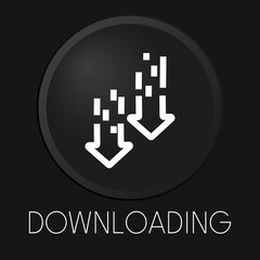 Obraz premium Downloading minimal vector line icon on 3D button isolated on black background. Premium Vector.