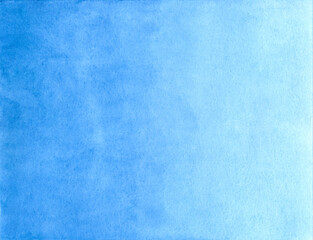 Fototapeta na wymiar Gradient blue watercolor background. Delicate texture. Space for your text.