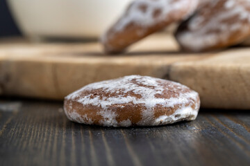 iced sugar gingerbread on a cutting board