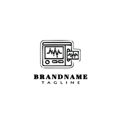 ekg machine cartoon logo template icon design black isolated vector illustration