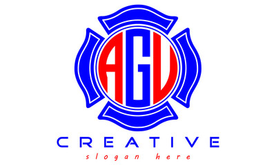 AGU three letters circle curves logo vector Template