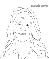 Women face vector illustration line art and coloring book page for children