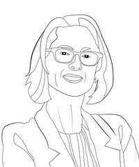 Women face vector illustration line art and coloring book page for children