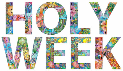 HOLY WEEK. Vector decorative zentangle object for decoration