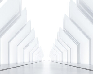 Obraz premium Futuristic sci-fi minimalist architecture with product presentation. 3d rendering