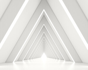 Futuristic sci-fi minimalist empty room with product presentation. 3d rendering