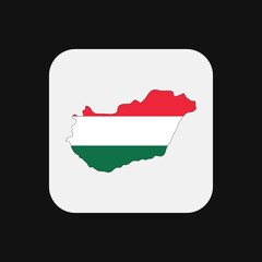 Hungary map silhouette with flag on white background