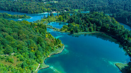 Plitvice - national park, croatian aerial photography, panorama of croatia 