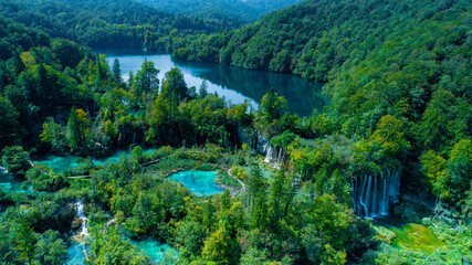 Plitvice - national park, croatian aerial photography, panorama of croatia 