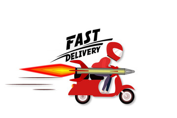 boy with scooter showing fast delivery service