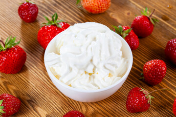 ripe red strawberries are used for making desserts