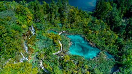 Plitvice - national park, croatian aerial photography, panorama of croatia 