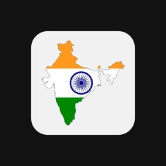 India map silhouette with flag on white background
