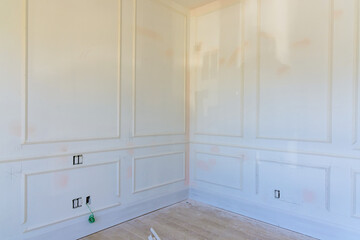Plasterboard interior room new construction of drywall