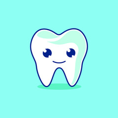 Teeth tooth cute character emotion emoticon logo design vector. Colorful sticker art with soft background.