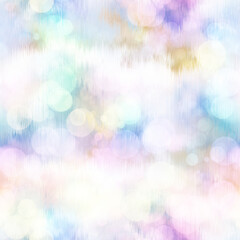 Seamless pale pastel tie dye bokeh texture. Soft tone on tone summer repeat background with washed out sun bleached ink dyed effect. 