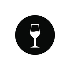 A wine in the glass icon flat design circle black color editable. Luxury restaurant icon marker.