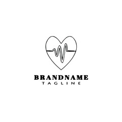 heart rate logo cartoon design icon black isolated vector illustration