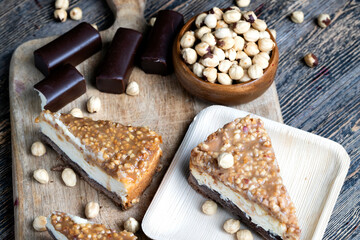 sweet and delicious cake with nuts and caramel