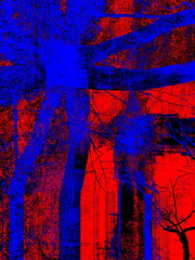 Abstract background in red and blue, with a spectacular rhythm and inserts.