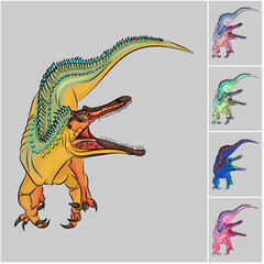 set of dinosaurs of different colors - Isolated on light background - dinosaurs collection set - Dinosaur and prehistoric reptile animal  © Sebastian