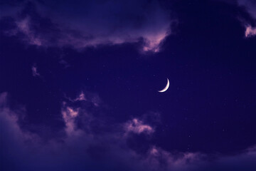 Obraz na płótnie Canvas Sky night stars and moon, islamic night.