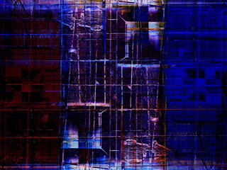 Abstract background in red and blue, with a spectacular rhythm and inserts.
