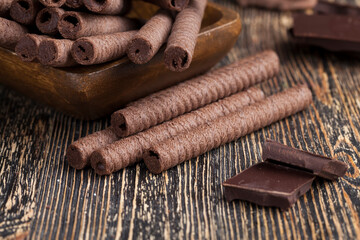 chocolate tubes with chocolate filling