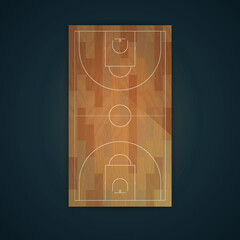 Basketball court on top. Vector illustration.