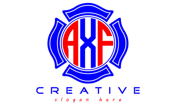 AXF three letters circle curves logo, vector Template