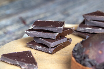 pieces of milk chocolate are lying on the table
