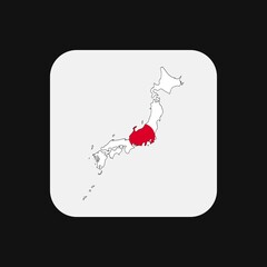 Japan map silhouette with flag on white background